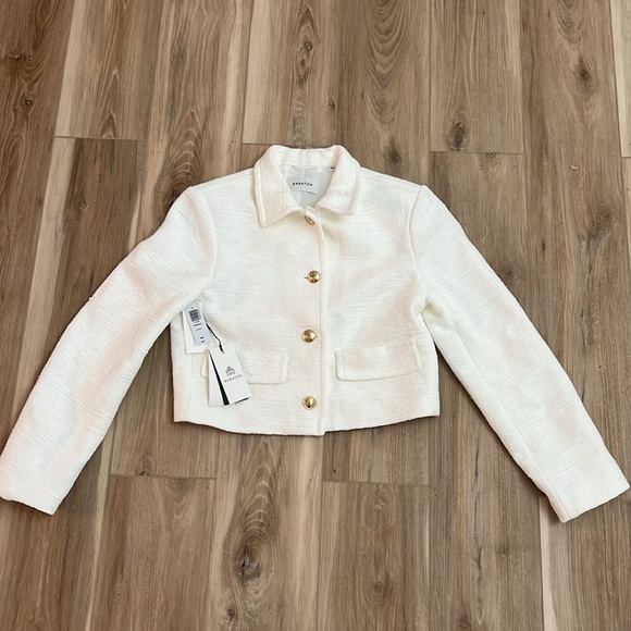 Aritzia Babaton Frances Jacket. Tweed Button Front Blazer. Cream Color - Picture 2 of 4